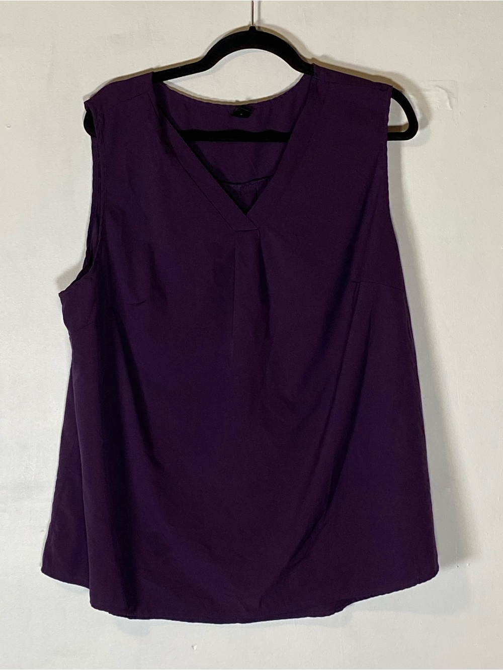 Plum Purple Sleeveless V Neck Blouse Plus Size 3X‎ Minimalist Office Core Top